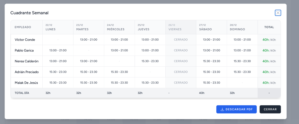 Roster Modal